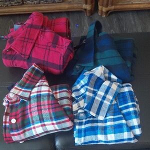Ladies Plaid Flannel Shirt - Blue, Red, Green Plaid,( Flannel Plaid Shirt Bundle